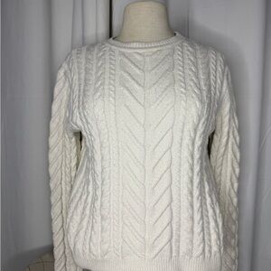 Bershka White Cable Knit Sweater